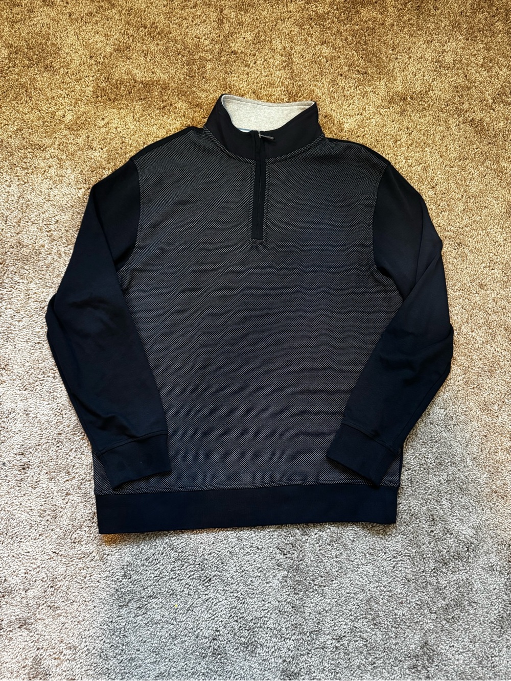 Ted Baker Men’s Black/Gray Colorblock 1/4 Zip Mock Neck Pullover Coastal